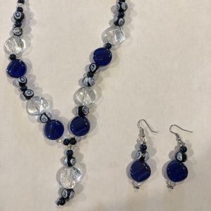 Chico’s blue with swirls necklace and earring set